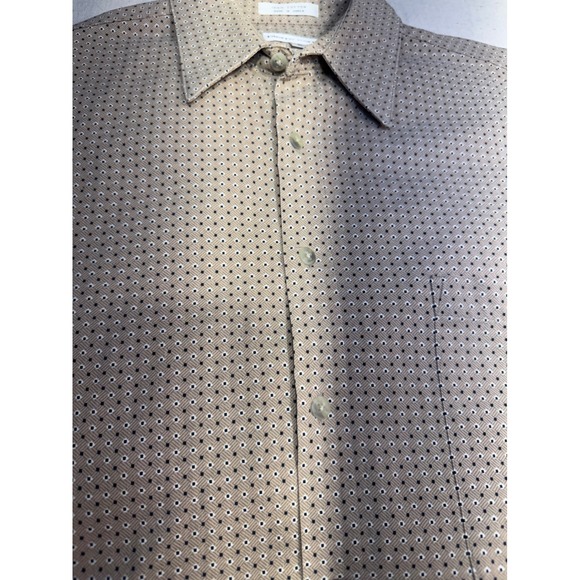 VTG Pierre Cardin Tan Geometric Print Cotton Button Down Shirt Men's Size Large - Picture 12 of 12